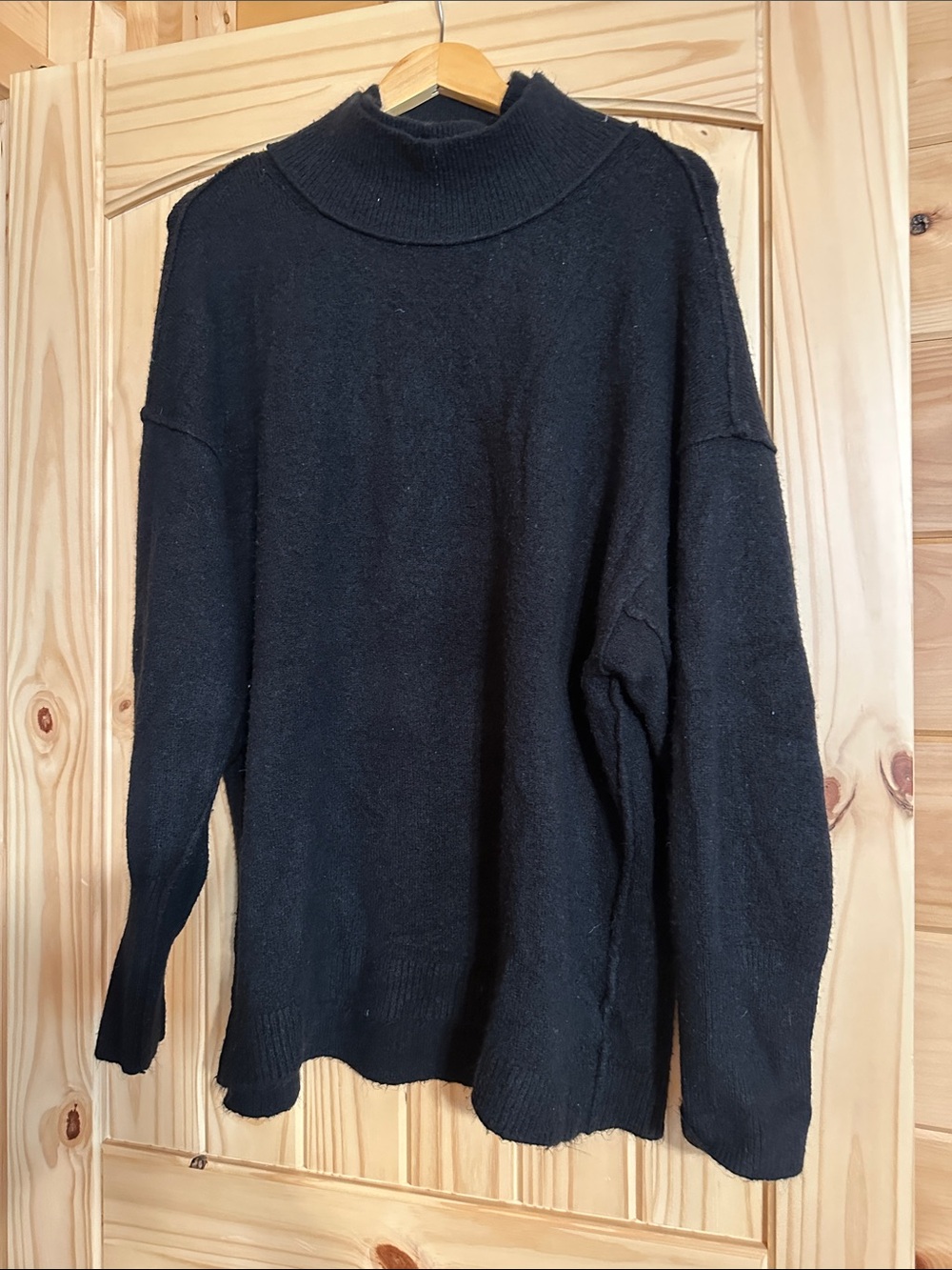 Free People Black Turtleneck Pullover Sweater